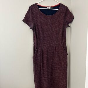 Boden Navy/Red Midi Dress